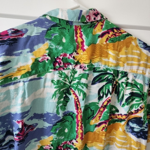 Urban outfitters Painted Paradise Rayon Short Sleeve Button-Down Shirt - Picture 12 of 16
